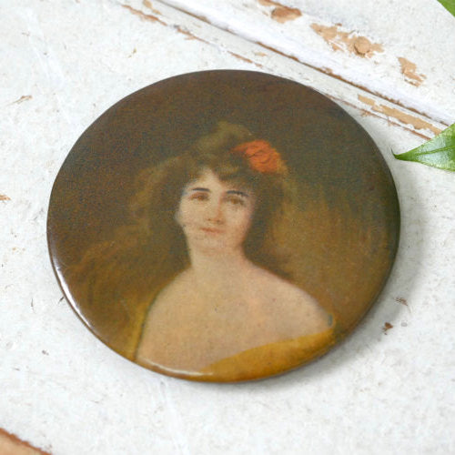 美少女肖像画 ヴィクトリアン ヴィンテージ コンパクトミラー 手鏡 ハンドミラー OLD エレガント