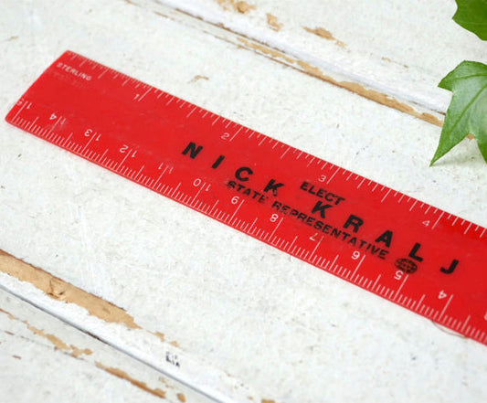 NICK KRALJ アドバタイジング 1960's 企業モノ RED レッドカラー ヴィンテージ・ルーラー・ステーショナリー