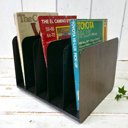 モダン ウッド柄 メタル製 ヴィンテージ 書類スタンド ブックスタンド 本立て USA ステーショナリー