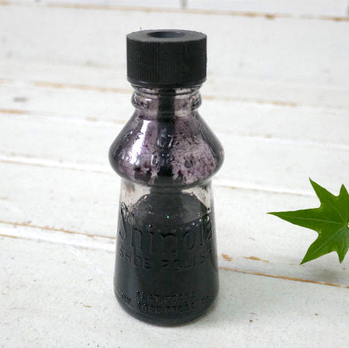 Shinola SHOE POLISH 40's ヴィンテージ シューポリッシュ シューシャイン 靴磨き ガラス容器 ボトル 瓶 ブラック USA エンボス