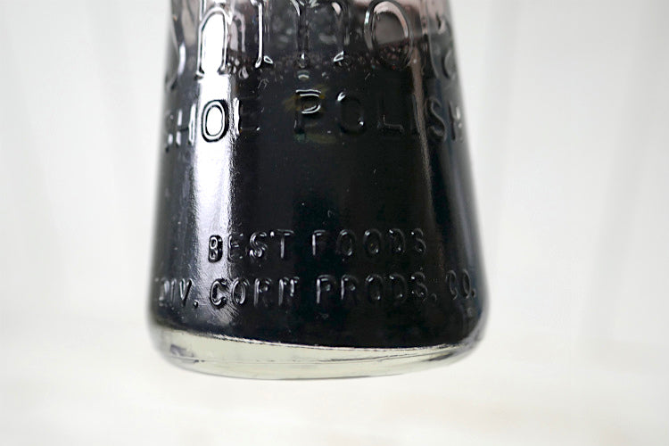 Shinola SHOE POLISH 40's ヴィンテージ シューポリッシュ シューシャイン 靴磨き ガラス容器 ボトル 瓶  ブラック USA エンボス