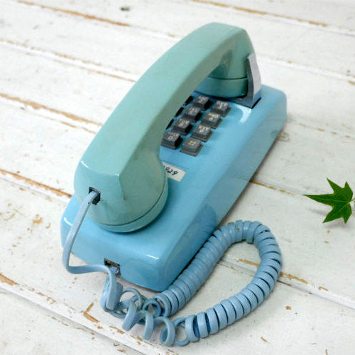 Bell System Western Electric 水色 プッシュボタン 壁掛け レトロ ヴィンテージ 電話機 ウォールフォン USA