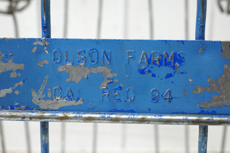 OLSON FARM カリフォルニア メタル製 ミルクボトルケース キャリーケース ヴィンテージ ワイヤーバスケット カゴ クレート ケースUSA