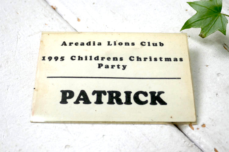 Arcadia Lions Club 1995 Children's  ライオンズクラブ・クリスマスパーティー アドバタイジング 名札 バッジ