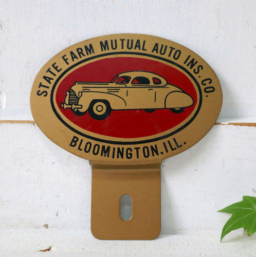 1950's STATE FARM アメ車 ステートファーム自動車保険 デッドストック ヴィンテージ カーバッジ エンブレム サインプレート・トッパー アメ車 ハーレーダビッドソン バイク