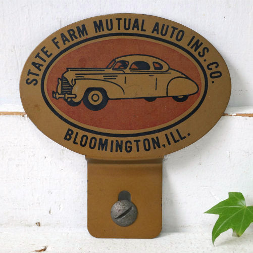 1950's STATE FARM アメ車 ステートファーム自動車保険 ヴィンテージ カーバッジ エンブレム サインプレート ネジ付きトッパー アメ車 ハーレーダビッドソン バイク