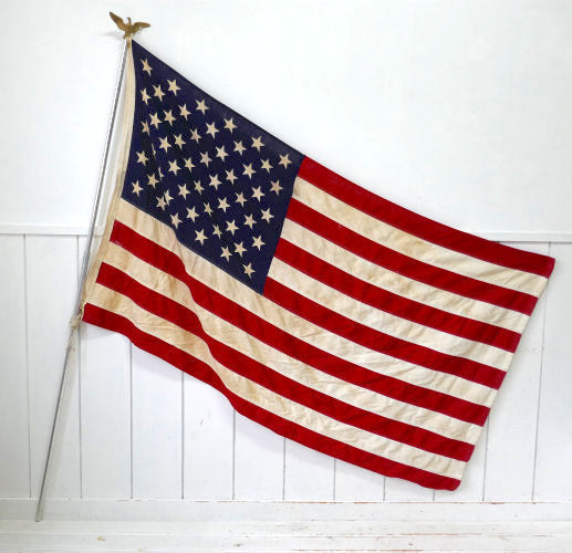 50スター 特大 イーグルモチーフ ポール付き コットン製 ヴィンテージ 星条旗 アメリカンフラッグ 旗 USA