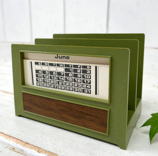 Eldon Industries ミッドセンチュリー カレンダー付き 60's ヴィンテージ カードホルダー カードスタンドカードホルダー カードスタンド デスクカレンダー 卓上カレンダー USA