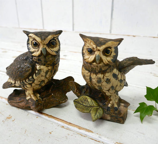 Norleans 幸せの鳥 ふくろう 1950〜1960s フクロウ ペア 2羽 セラミック製 ヴィンテージ 置物 オーナメント フィギュア インテリア オブジェ レトロ 里帰り品