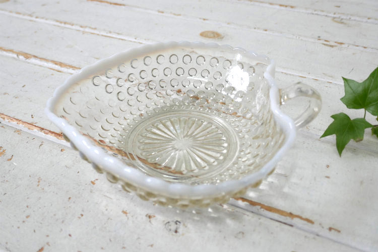 アンカーホッキング ムーンストーン ホブネイル ハンドル付き ハート型 40's ヴィンテージ サービングディッシュ キャンディトレイ 皿 食器