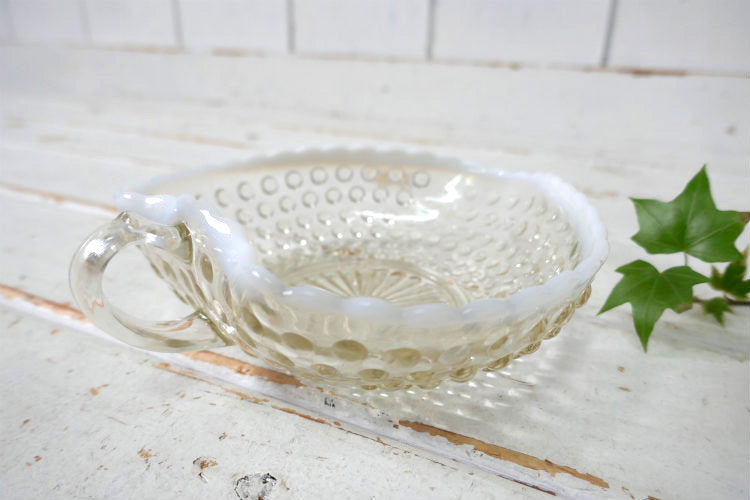 アンカーホッキング ムーンストーン ホブネイル ハンドル付き ハート型 40's ヴィンテージ サービングディッシュ キャンディトレイ 皿 食器