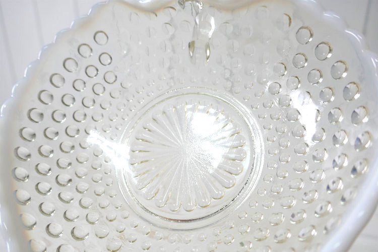 アンカーホッキング ムーンストーン ホブネイル ハンドル付き ハート型 40's ヴィンテージ サービングディッシュ キャンディトレイ 皿 食器