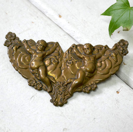 天使 エンジェル ケルビム ヴィクトリア朝 真鍮製 1890's アンティーク ブローチ アクセサリー ジュエリー