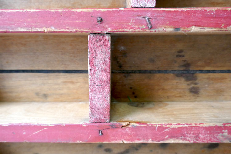 木製 シャビー 赤 仕切り付き ヴィンテージ シェルフ 飾り棚 コレクションボックス USA