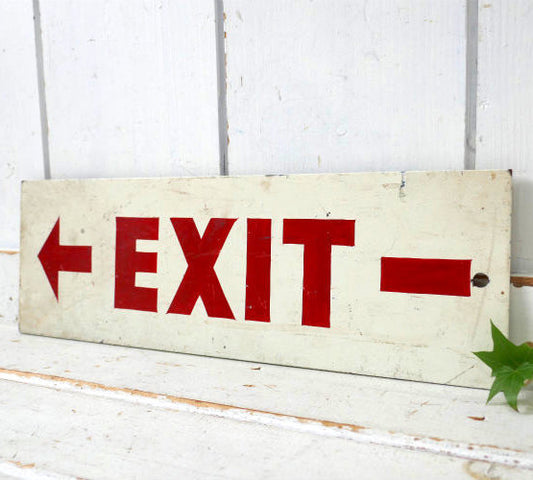 EXIT 出口 木製 1940年代頃 両面タイプ ヴィンテージ サインプレート サイン 看板 両面サイン ガレージ USA
