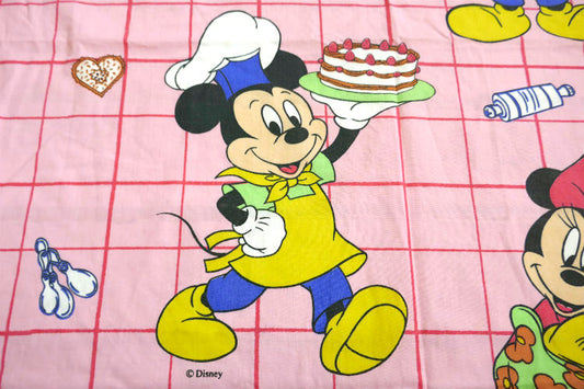 ミッキーマウス ミニーマウス ディズニー パティシエ シェフ ケーキ&パイ ヴィンテージ ボックスシーツ ベッドシーツ レア物