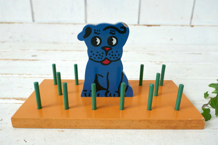 犬 モチーフ 木製 ヴィンテージ スプールホルダー 糸巻きホルダー キュート USA