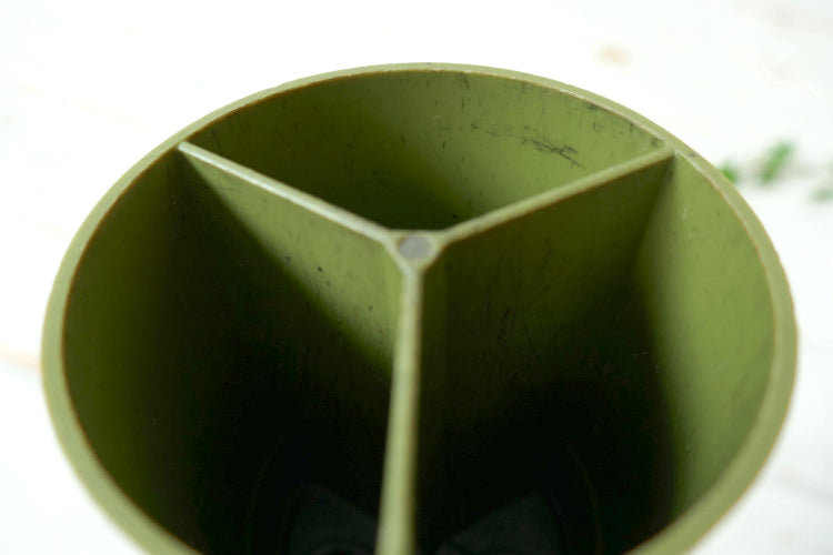 ミッドセンチュリー グリーン×ウッド柄 ヴィンテージ ペンスタンド ペン立て ステーショナリー 文具 USA