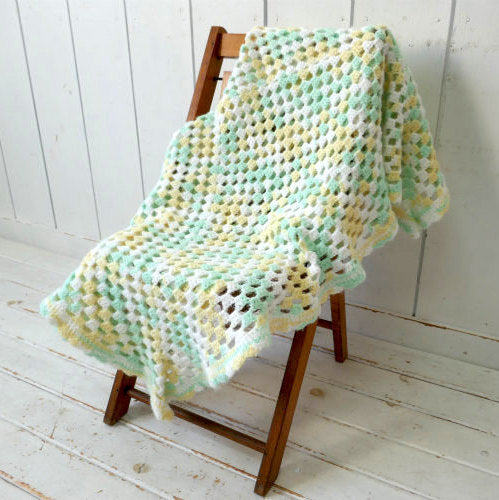 アメリカ パステルカラー 正方形 ヴィンテージ ニットブランケット ひざ掛け ブランケット ハンドメイド 古着 USA