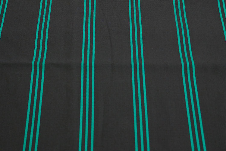 デッドストック 黒×緑 三本縞 ３本 ストライプ柄 ファブリック 生地 ハンドメイド 手芸 レトロ
