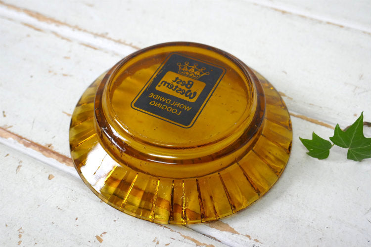 Best Western Worldwide Lodging ベストウエスタン アンバー ガラス製 ヴィンテージ 灰皿 アシュトレイ アドバタイジング USA