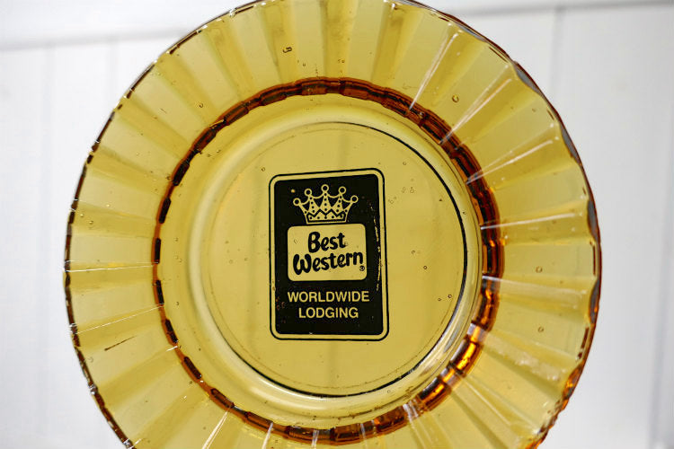 Best Western Worldwide Lodging ベストウエスタン アンバー ガラス製 ヴィンテージ 灰皿 アシュトレイ アドバタイジング USA