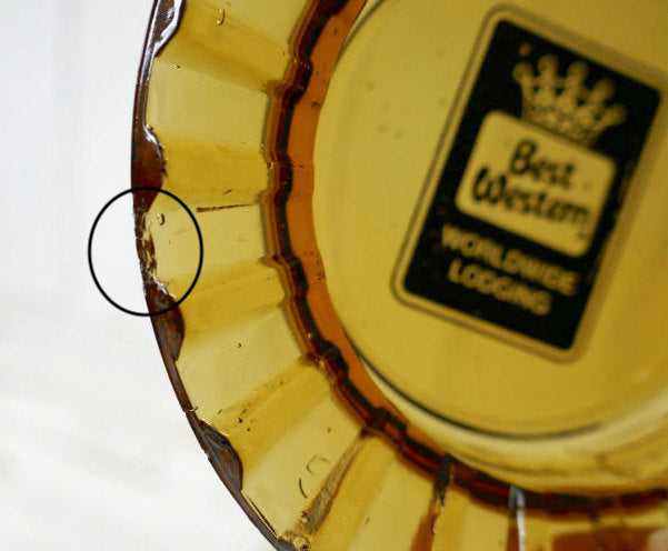 Best Western Worldwide Lodging ベストウエスタン アンバー ガラス製 ヴィンテージ 灰皿 アシュトレイ アドバタイジング USA