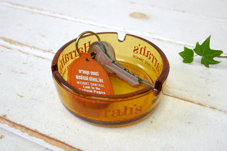 Harrah's ハラーズ アンバー ガラス製 60's ヴィンテージ 灰皿 アシュトレイ アドバタイジング USA