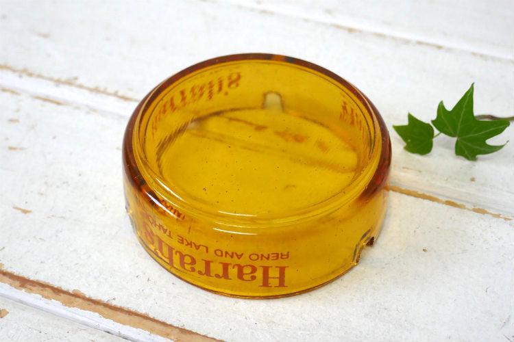 Harrah's ハラーズ アンバー ガラス製 60's ヴィンテージ 灰皿 アシュトレイ アドバタイジング USA