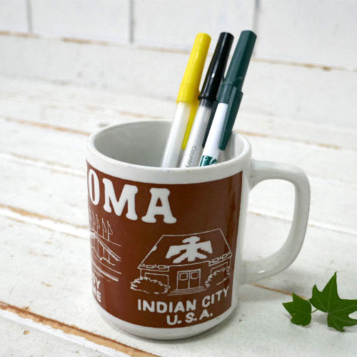 OKLAHOMA オクラホマ インディアン カウボーイ セラミック製 スーベニア ヴィンテージ マグカップ コーヒーマグ 食器 USA