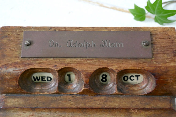 Dr. Adolph Klein 木製 組み木 オールド アンティーク デスクカレンダー メモパッド 卓上カレンダー USA