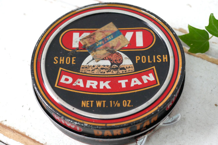 KIWI シュー ポリッシュ SHOE POLISH DARK TAN ヴィンテージ ティン缶 靴磨き 革靴 アメリカンビンテージ