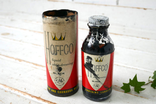 HOFFCO Shoe dressing BLACK 靴磨き シュー ドレッシング・ヴィンテージ・ガラス容器 ボトル&箱付き