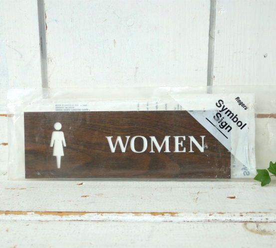 WOMEN  女性 トイレ ウッド柄 デッドストック ヴィンテージ サインプレート ドアプレート 標識 看板 USA