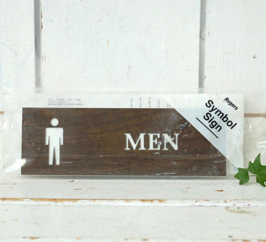 MEN メン 男性 トイレ ウッド柄 デッドストック ヴィンテージ サインプレート ドアプレート 標識 看板 USA
