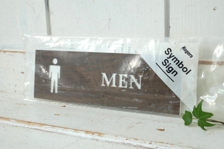MEN メン 男性 トイレ ウッド柄 デッドストック ヴィンテージ サインプレート ドアプレート 標識 看板 USA