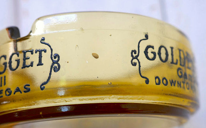 ラスベガス老舗 アンバーガラス カジノ ゴールデンナゲット 灰皿 GOLDEN NUGGET ヴィンテージ アドバタイジング USA