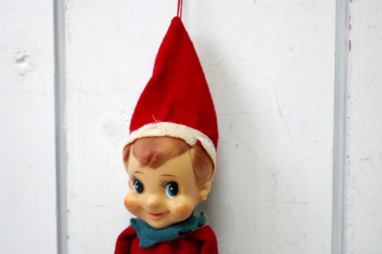 1940~1950s クリスマス エルフ 妖精 サンタクロース助手 ヴィンテージ ドール 人形 オーナメント USA Ⅱ ラバードール
