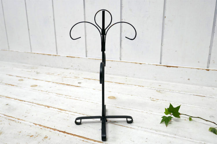 レトロ ４客用 ブラックカラー アイアン製 ヴィンテージ マグツリー マグカップホルダー 里帰り品