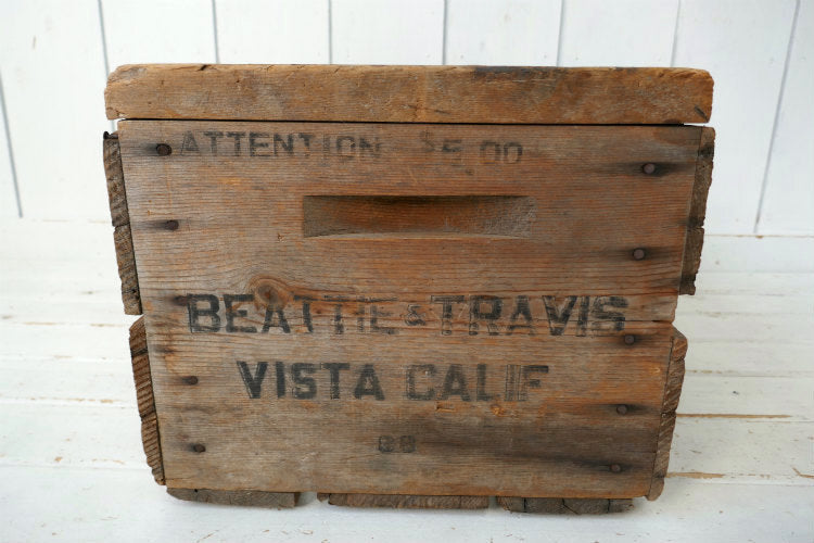 BEATTIE & TRAVIS VISTA CALIF カリフォルニア  ヴィンテージ ウッドボックス 木箱 クレーとボックス USA