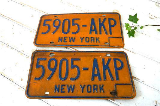 USA ニューヨーク NEW YORK 5905-AKP ヴィンテージ ナンバープレート カーライセンスプレート2枚セット