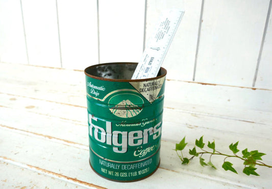 アメリカ老舗 コーヒーブランド Folgers COFFEE フォルジャーズ ヴィンテージ デカフェ コーヒー缶 DECAFFEINATED