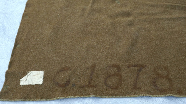 米軍 US ミリタリー USロゴ タグ付き ウール オリーブグリーン 40's ビンテージ ブランケット 毛布 軍モノ USA