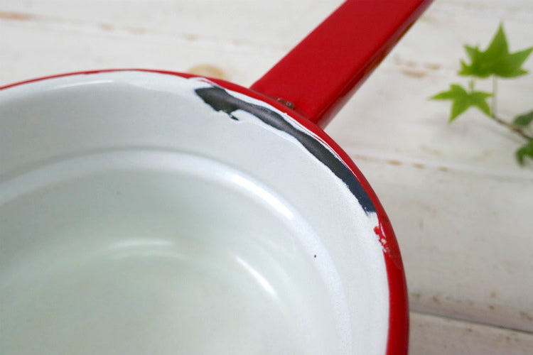USA 琺瑯 ホーロー製 ギンガムチェック柄  赤×白 ヴィンテージ ダブルボイラー 2段式 片手鍋 キッチン用品 USA