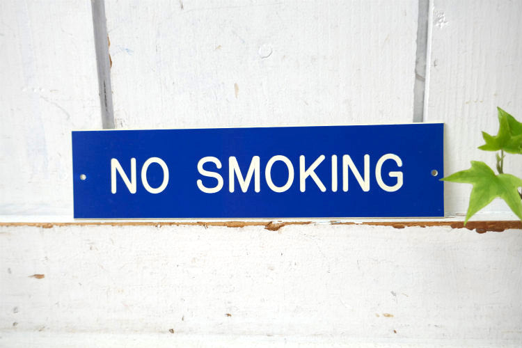 禁煙 ノー スモーキング NO SMOKING ヴィンテージ ブルー サインプレート  看板 マグネット付き USA