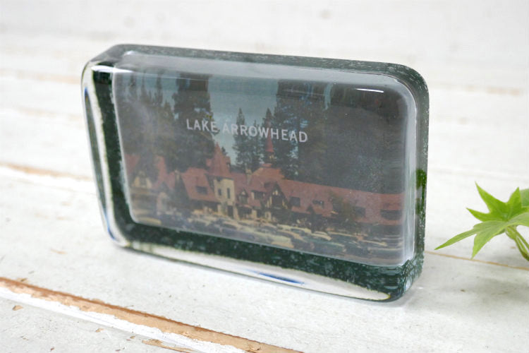カリフォルニア Lake Arrowhead アローヘッド湖 ガラス製 スーベニア クラシックカー ヴィンテージ ペーパーウェイト 文鎮 USA