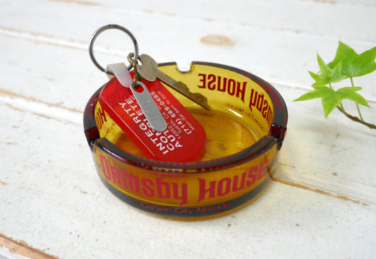 ラスベガス カジノホテル ORmsby HOUSE アンバー ガラス ヴィンテージ アドバタイジング 灰皿 アシュトレイ ネバダ州