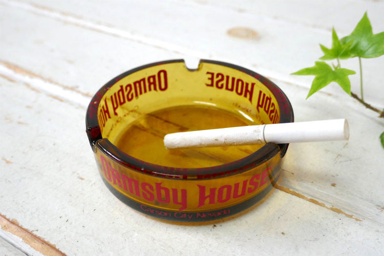 ラスベガス カジノホテル ORmsby HOUSE アンバー ガラス ヴィンテージ アドバタイジング 灰皿 アシュトレイ ネバダ州