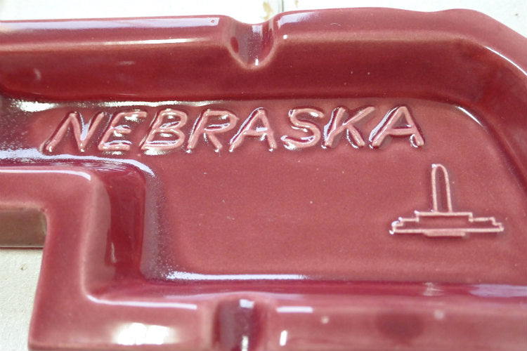 NEBRASKAミッドセンチュリー ネブラスカ州 地図 フィフティーズ 1950's~ デザイン ヴィンテージ灰皿　アシュトレイ USA