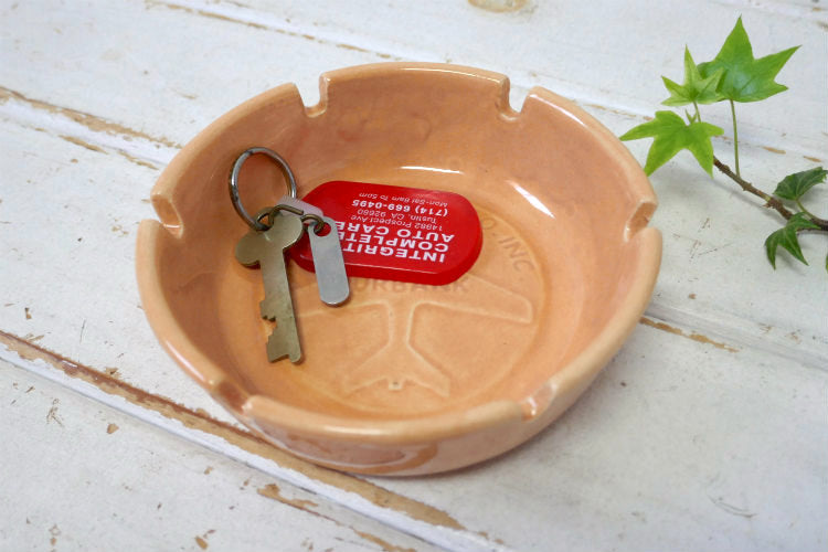 HANSEN-LYNN サーモンピンク 陶器製 BURBANK ヴィンテージ  航空機  ARMY アドバタイジング 灰皿 アシュトレイ USA